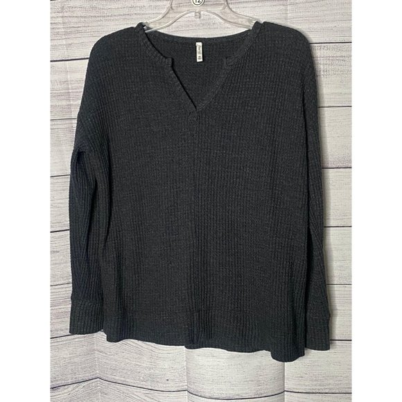 Z Supply Shadow Grey Val‎ Thermal Long Sleeve Knit Top XS oversized - Picture 1 of 4